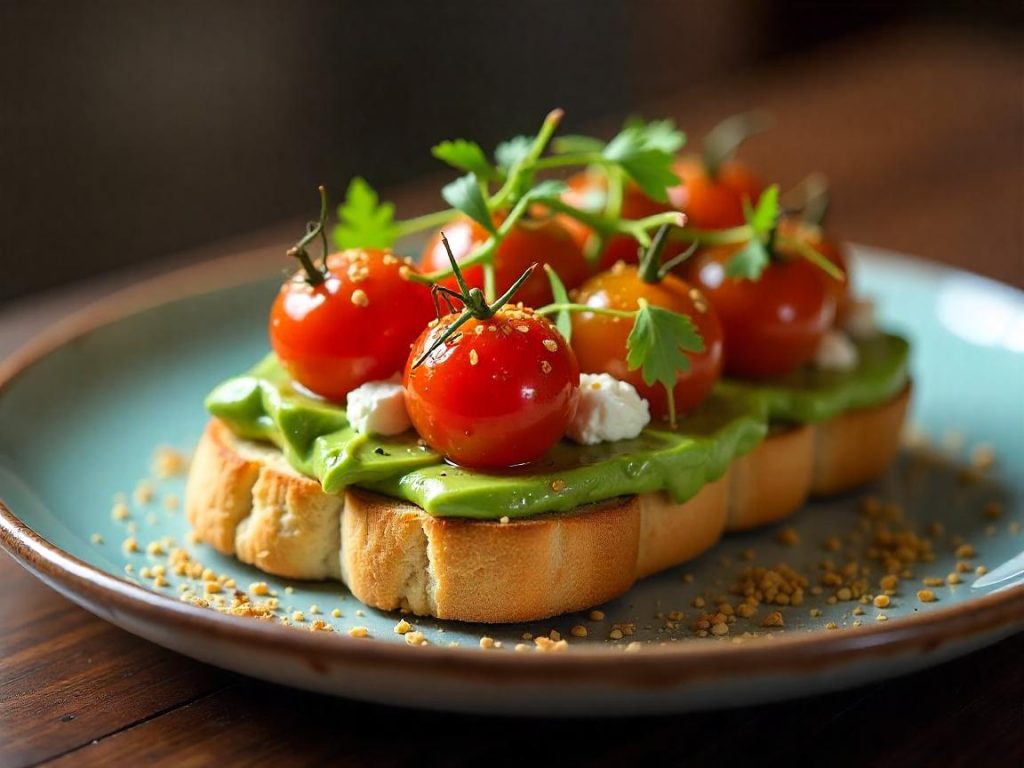 Discover an Irresistible Open Sandwich: Roasted Cherry Tomatoes, Feta, and Avocado